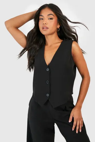 Womens Petite Tailored Waistcoat - Black - 16, Black