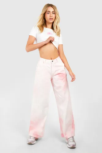 Womens Pink Tie Dye Jeans - 6, Pink