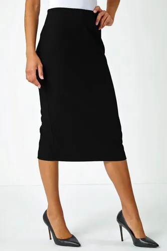 Womens Plain Textured Pencil Skirt in Black by Roman 20 female