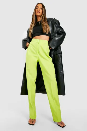 Womens Pleat Front Tapered Tailored Trousers - Green - 6, Green