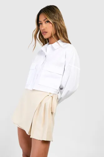 Womens Pleated Wrap Mini Skirt - Beige - 12, Beige