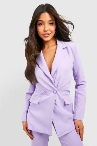 Womens Plunge Tailored Fitted Blazer - Purple - 10, Purple