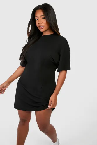 Womens Plus A-Line Structured T-Shirt Dress - Black - 16, Black