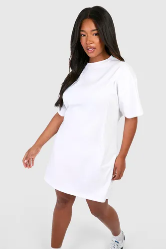 Womens Plus A-Line Structured T-Shirt Dress - White - 16, White