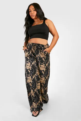 Womens Plus Abstract Print Wide Leg Trousers - Multi - 16, Multi