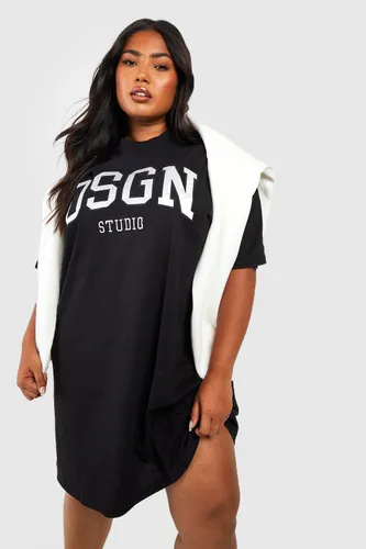 Womens Plus Applique Dsgn Studio Oversized T-Shirt Dress - Black - 16, Black