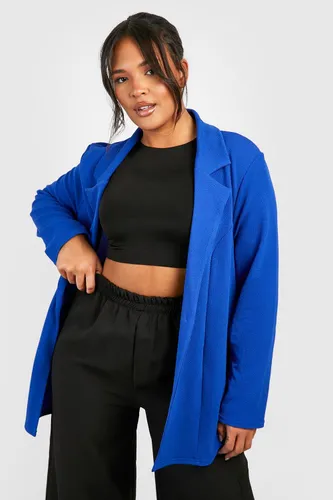 Womens Plus Basic Jersey Single Button Blazer - Blue - 26, Blue