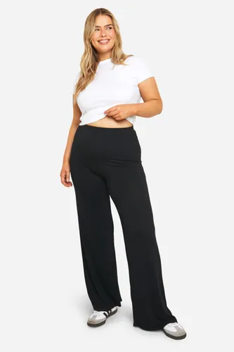 Womens Plus Basic Jersey Wide Leg Trousers - Black - 18, Black