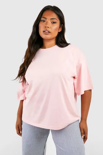 Womens Plus Basic Oversized Crew Neck T-Shirt - Pink - 20, Pink