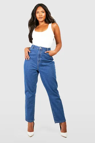 Womens Plus Basics High Waisted Slim Fit Mom Jeans - Blue - 16, Blue
