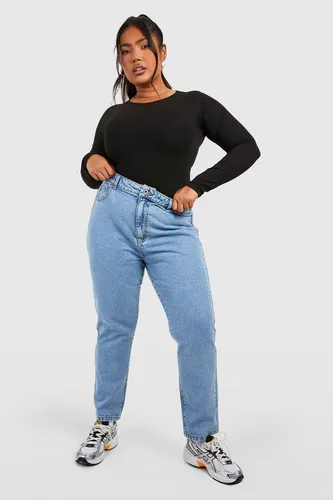 Womens Plus Basics High Waisted Slim Fit Mom Jeans - Blue - 18, Blue