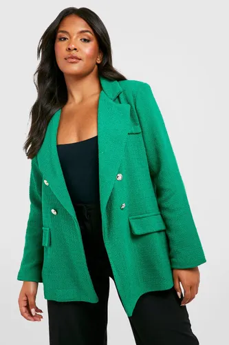 Womens Plus Boucle Blazer - Green - 28, Green