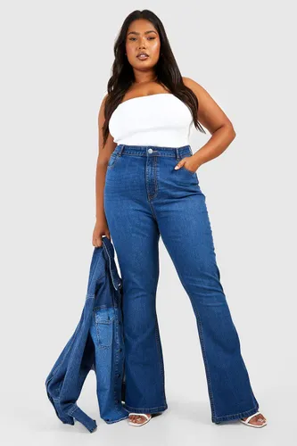 Womens Plus Butt Shaper Stretch Flared Jeans - Blue - 24, Blue