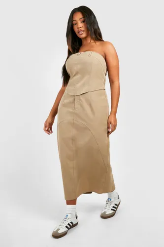 Womens Plus Cargo Midaxi Skirt - Beige - 16, Beige