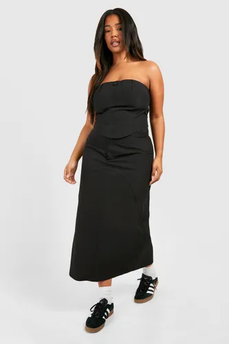 Womens Plus Cargo Midaxi Skirt - Black - 16, Black