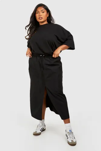 Womens Plus Cargo Midaxi Skirt - Black - 28, Black