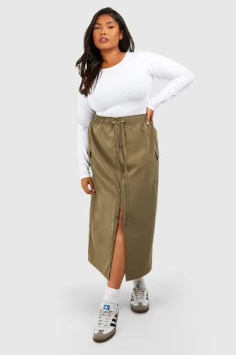 Womens Plus Cargo Midaxi Skirt - Green - 16, Green