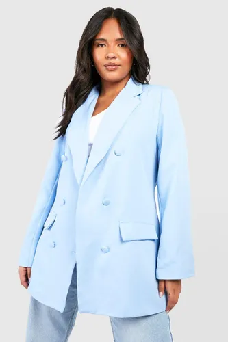 Womens Plus Colour Pop Longline Blazer - Blue - 16, Blue