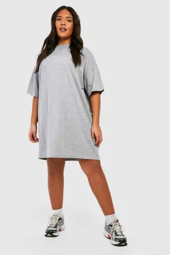 Womens Plus Cotton Short Sleeve Oversized T-Shirt Dress - Grey - 22, Grey