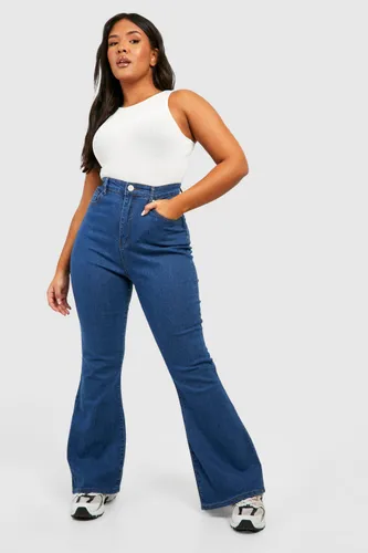 Womens Plus Denim Flared Jeans - Blue - 22, Blue