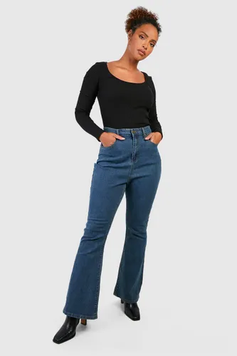 Womens Plus Denim Flared Jeans - Blue - 22, Blue
