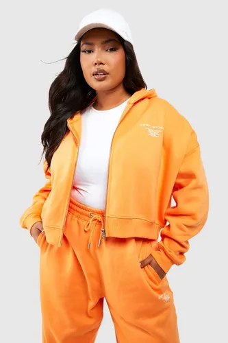 Womens Plus Dsgn Studio Boxy Zip Through Hoodie - Orange - 18, Orange