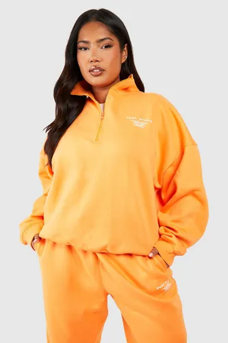 Womens Plus Dsgn Studio Half Zip Sweatshirt - Orange - 18, Orange