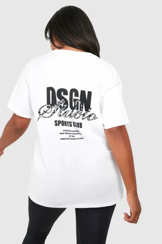 Womens Plus Dsgn Studio Leopard Script T-Shirt - White - 16, White