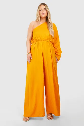 Womens Plus Flare Sleeve Cheesecloth Jumpsuit - Orange - 16, Orange