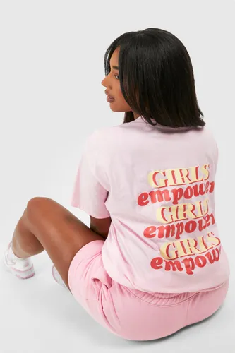 Womens Plus Girls Empower Oversized T-Shirt - Pink - 16, Pink
