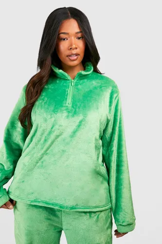 Womens Plus Half Zip Loungewear Sweatshirt - Green - 16, Green