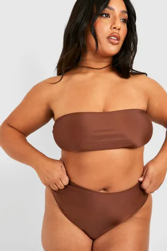 Womens Plus Hig Waisted Bikini Bottom - Brown - 16, Brown