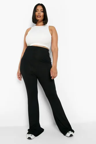 Womens Plus High Waisted Basic Fit And Flare Trouser - Black - 28, Black