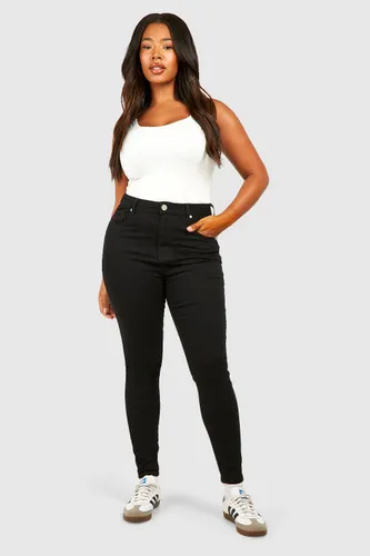 Womens Plus High Waisted Skinny Jeans - Black - 28, Black