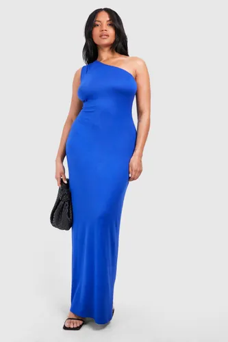 Womens Plus Jersey One Shoulder Maxi Dress - Blue - 16, Blue