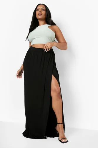 Womens Plus Jersey Wrap Maxi Skirt - Black - 18, Black