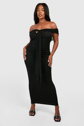 Womens Plus Key Hole Off Shoulder Maxi Dress - Black - 16, Black
