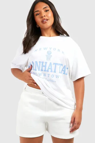 Womens Plus Manhattan Printed T-Shirt - Blue - 16, Blue