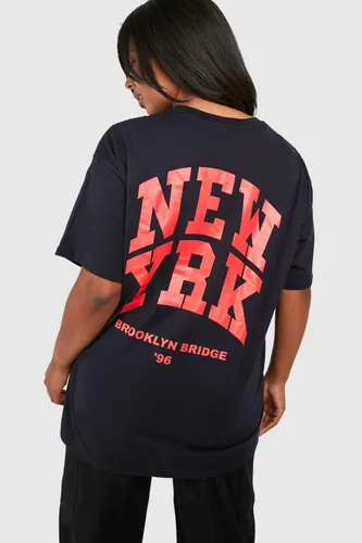Womens Plus New York Back Print T-Shirt - Navy - 16, Navy