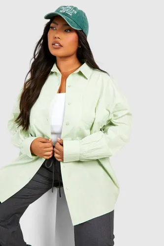Womens Plus Oversized Cotton Shirt - Green - 18, Green