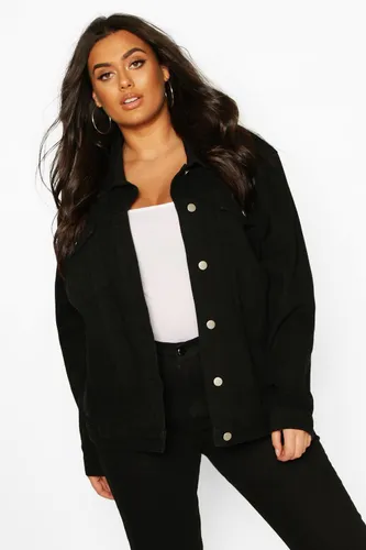 Womens Plus Oversized Denim Jacket - Black - 22, Black