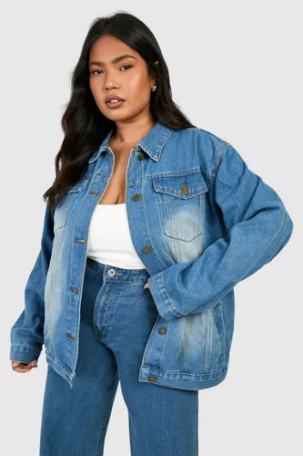 Womens Plus Oversized Denim Jacket - Blue - 20, Blue