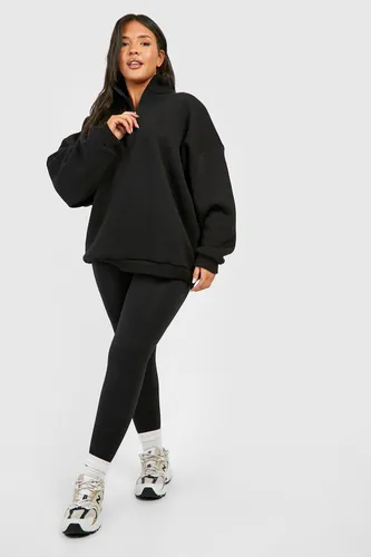 Womens Plus Oversized Half Zip Sweatshirt - Black - 18, Black