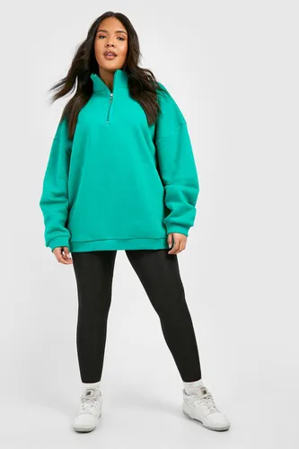 Womens Plus Oversized Half Zip Sweatshirt - Green - 16, Green