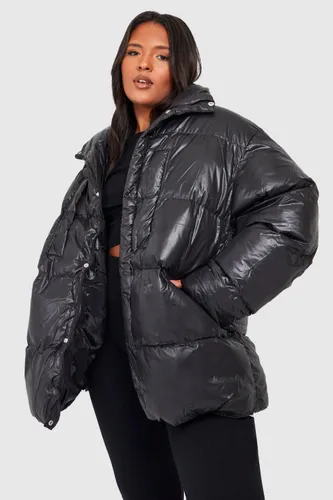 Womens Plus Oversized Puffer Jacket - Black - 16, Black