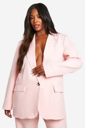 Womens Plus Oversized Relaxed Fit Blazer - Pink - 16, Pink
