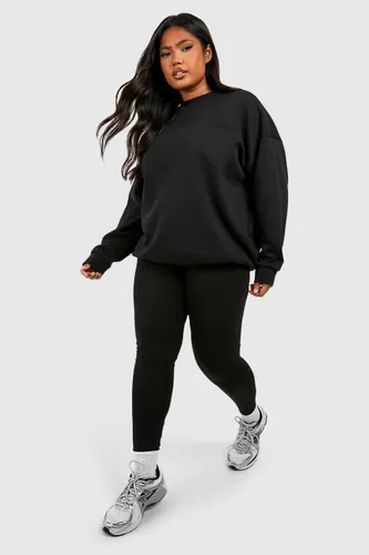 Womens Plus Oversized Sweatshirt And Legging Set - Black - 16, Black