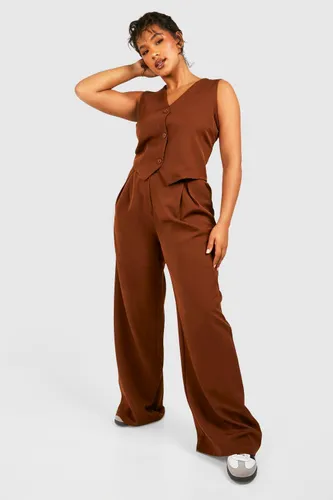 Womens Plus Pleat Front Tailored Trouser - Brown - 16, Brown
