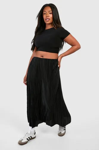 Womens Plus Plisse Full Midaxi Skirt - Black - 16, Black