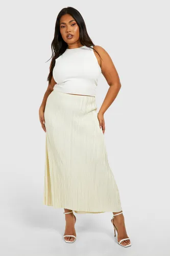 Womens Plus Plisse Full Midaxi Skirt - White - 16, White